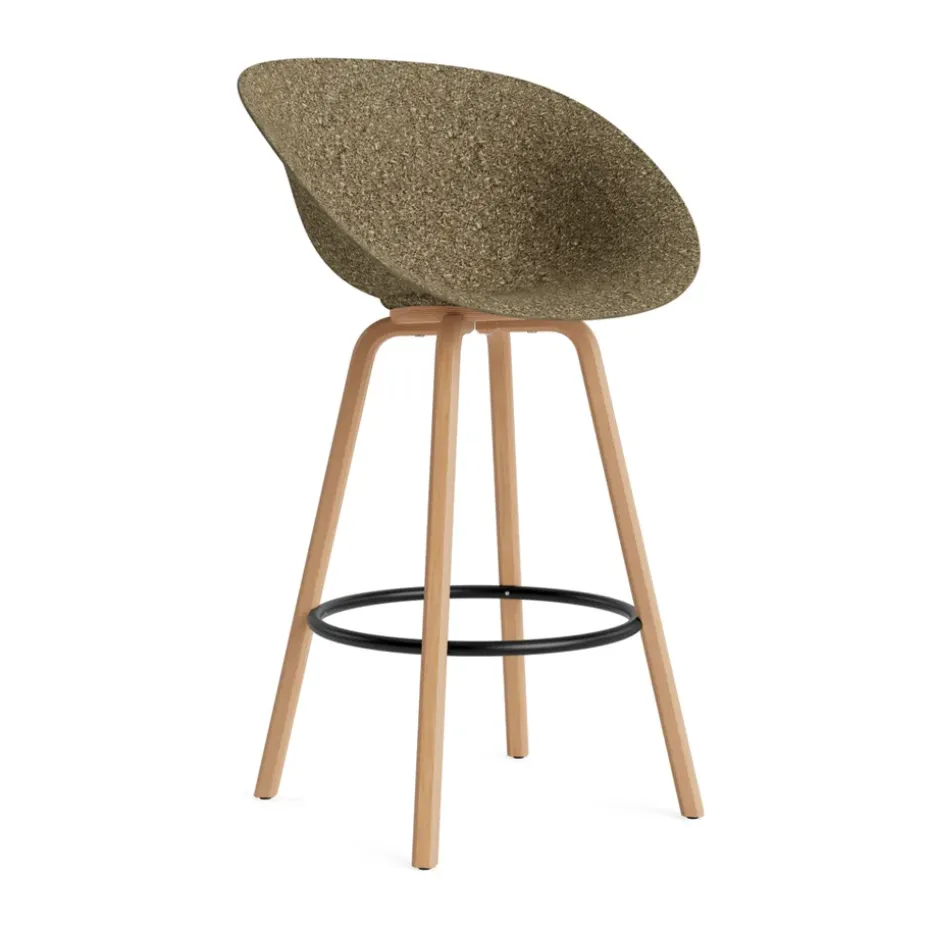 Chaise de bar Mat Bar Chair 75 cm, Seaweed-hêtre-acier noir