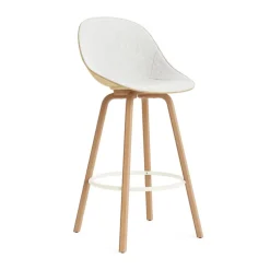 Chaise de bar Mat Bar Chair habillé sur le devant 75 cm, Hallingdal 110-hemp-beech-cream steel