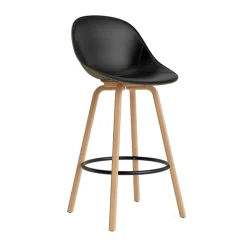 Chaise de bar Mat Bar Chair habillé sur le devant 75 cm, Ultra 41599-seaweed-beech-black steel