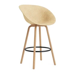 Chaise de bar Mat Bar Chair 75 cm, Hemp-hêtre-acier noir