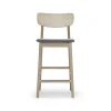 Chaise de bar Prima Vista, tissu blues 9202 marron/beige, structure en chêne huilé blanc