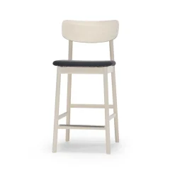 Chaise de bar Prima Vista, tissu blues 9833 noir, structure en bouleau huilé blanc