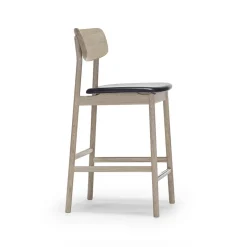 Chaise de bar Prima Vista, Elmo noir-blanc structure en chêne huilé blanc