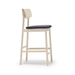 Chaise de bar Prima Vista, tissu blues 9833 noir-structure en bouleau laqué mat clair