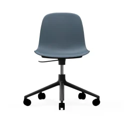 Chaise de bureau Form avec base pivotante, fauteuil de bureau 5W, bleu, aluminium noir, roulettes