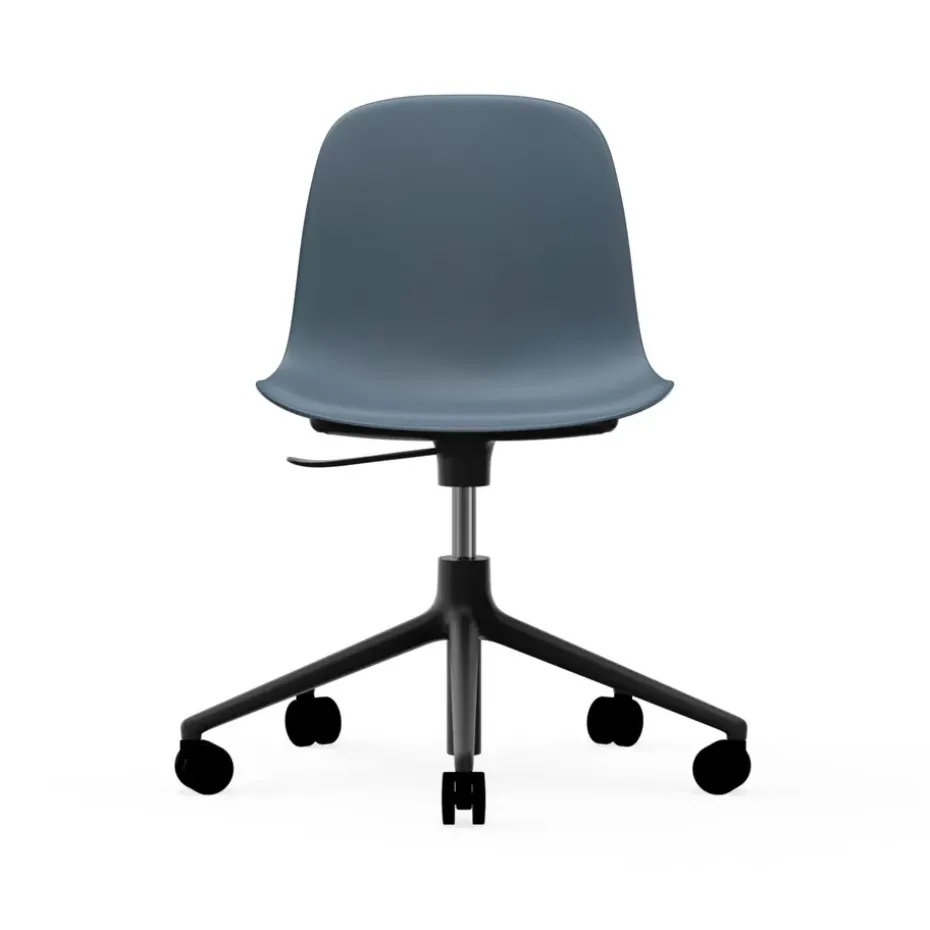 Chaise de bureau Form avec base pivotante, fauteuil de bureau 5W, bleu, aluminium noir, roulettes