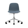 Chaise de bureau Form avec base pivotante, fauteuil de bureau 5W, bleu, aluminium, roulettes