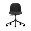 Chaise de bureau Form avec base pivotante, fauteuil de bureau 5W, noir, aluminium noir, roulettes