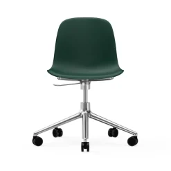 Chaise de bureau Form avec base pivotante, fauteuil de bureau 5W, vert, aluminium, roulettes