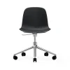 Chaise de bureau Form avec base pivotante, fauteuil de bureau 5W, noir, aluminium, roulettes