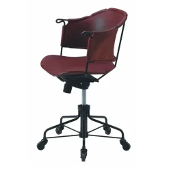 Chaise de bureau Sheriff, Cuir Tärnsjö brun-piètement noir laqué