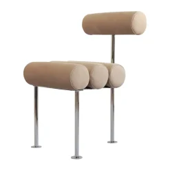 Chaise de salle à manger Hiro, Stainless steel-nubuck