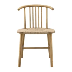 Chaise de salle à manger VIOR avec assise tressée, Chêne laqué-nature