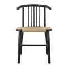 Chaise de salle à manger VIOR avec assise tressée, Chêne laqué noir-nature