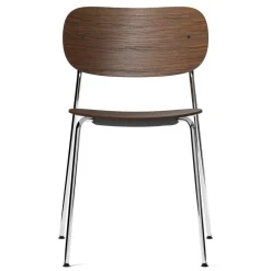 Chaise de table à manger Co pieds chromés, Chêne teinté foncé