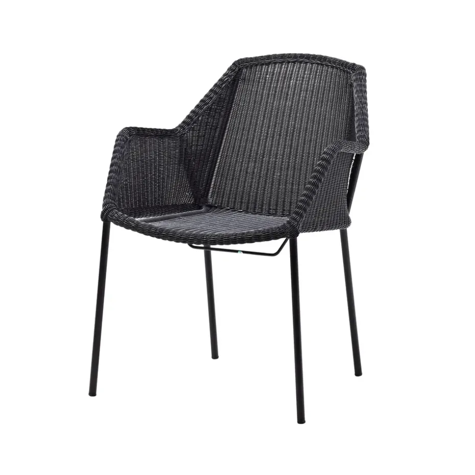 Chaise empilable Breeze weave, avec accoudoirs, Black