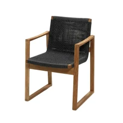 Chaise Endless avec accoudoirs, Dark grey, support en teck