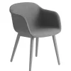 Chaise Fiber Chair avec accoudoir et pieds en bois, Remix 133-gris