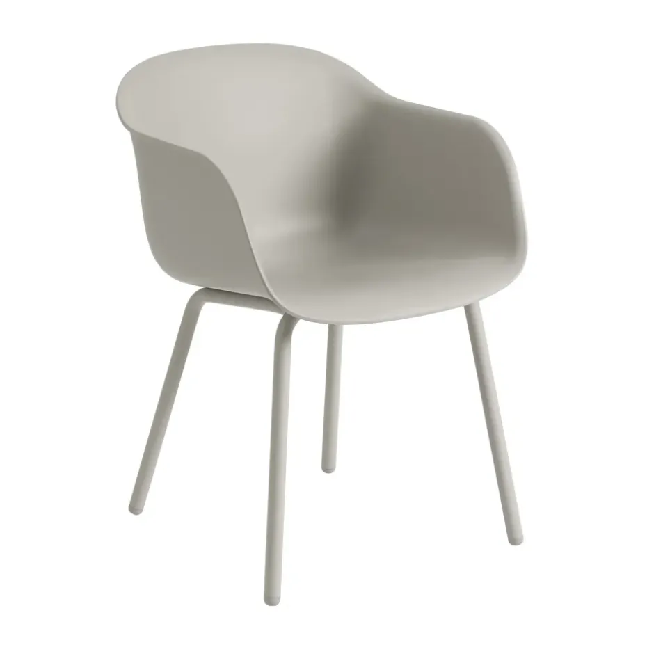 Chaise Fiber Outdoor avec pieds en acier, Grey (plastic)
