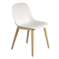 Chaise Fiber Side Chair avec pieds en bois, blanc-chêne