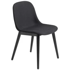 Chaise Fiber Side Chair avec pieds en bois, Remix 183-noir