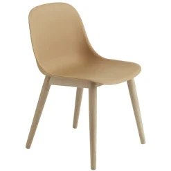 Chaise Fiber Side Chair avec pieds en bois, Ochre-oak