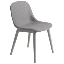 Chaise Fiber Side Chair avec pieds en bois, Remix 133-gris