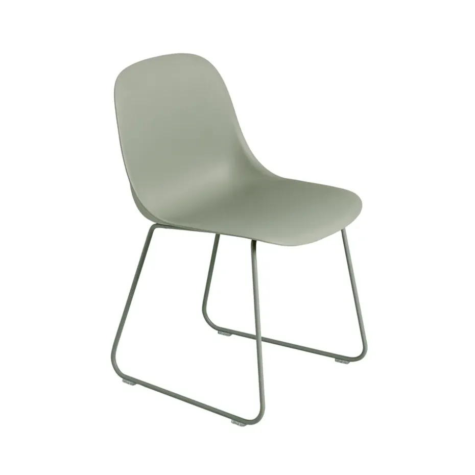 Chaise Fiber structure acier assise plastique, Dusty green-Green