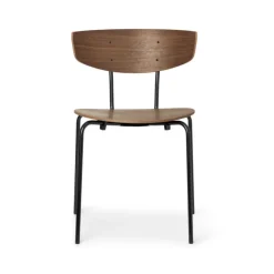 Chaise Herman, walnut, structure en acier noir
