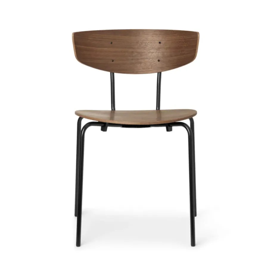Chaise Herman, walnut, structure en acier noir