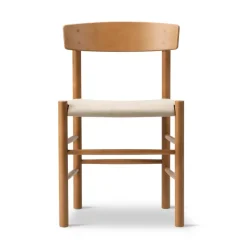 Chaise J39, Hêtre verni vintage-canvas naturel