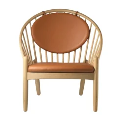 Chaise J166 Jørna, Oak nature lacquered-cognac leather