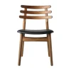 Chaise J48, Smoked oak nature lacquered-black leather