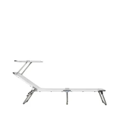 Chaise longue Amigo Top, Toile textaline white-support en aluminium-auvent