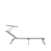 Chaise longue Amigo Top, Toile textaline taupe-structure en aluminium-auvent de soleil