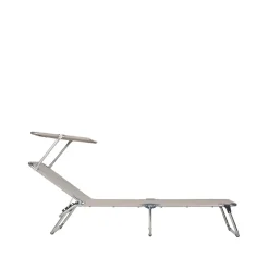 Chaise longue Amigo Top, Toile textaline taupe-structure en aluminium-auvent de soleil
