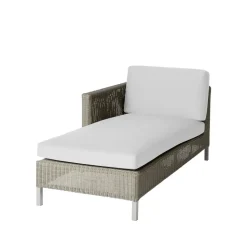 Chaise longue Connect, Taupe, coussins blancs