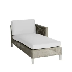 Chaise longue Connect, Taupe, coussins blancs