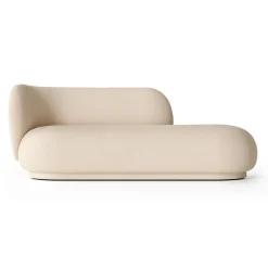 Chaise longue Divan Rico gauche, Brossé blanc cassé