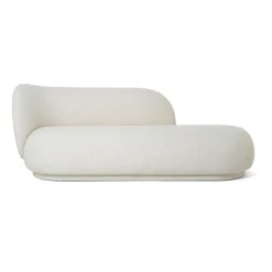 Chaise longue Divan Rico bouclé gauche, Blanc cassé