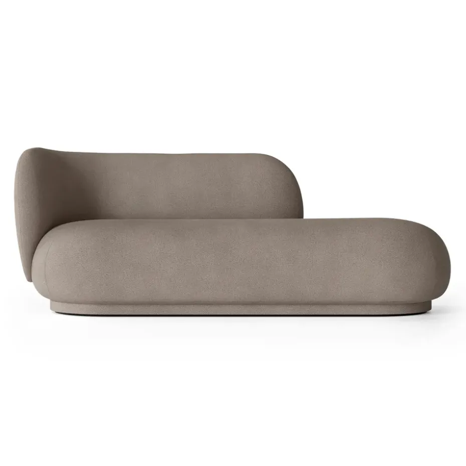 Chaise longue Divan Rico gauche, Brossé gris chaud
