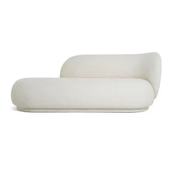 Chaise longue Divan Rico bouclé droite, Blanc cassé