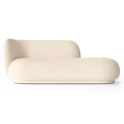 Chaise longue Divan Rico bouclé gauche, Laine blanc cassé
