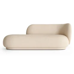 Chaise longue Divan Rico droit, Brossé blanc cassé