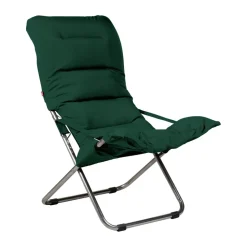 Chaise longue Fiesta Soft, Tissu dark green-support en aluminium
