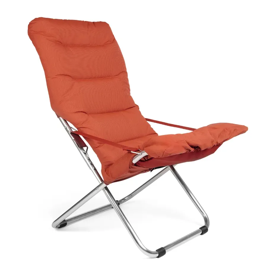 Chaise longue Fiesta Soft, Tissu orange-support en aluminium