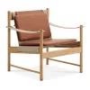 Chaise longue HB, Chêne huilé-cuir Brandy
