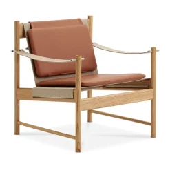 Chaise longue HB, Chêne huilé-cuir Brandy