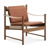 Chaise longue HB, Chêne huilé fumé-cuir Brandy