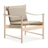 Chaise longue HB, Érable huilé blanc - toile nature